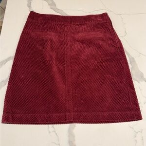 TALBOTS, Elegant Burgundy Corduroy Skirt. Waist 16”. Length 21.5”